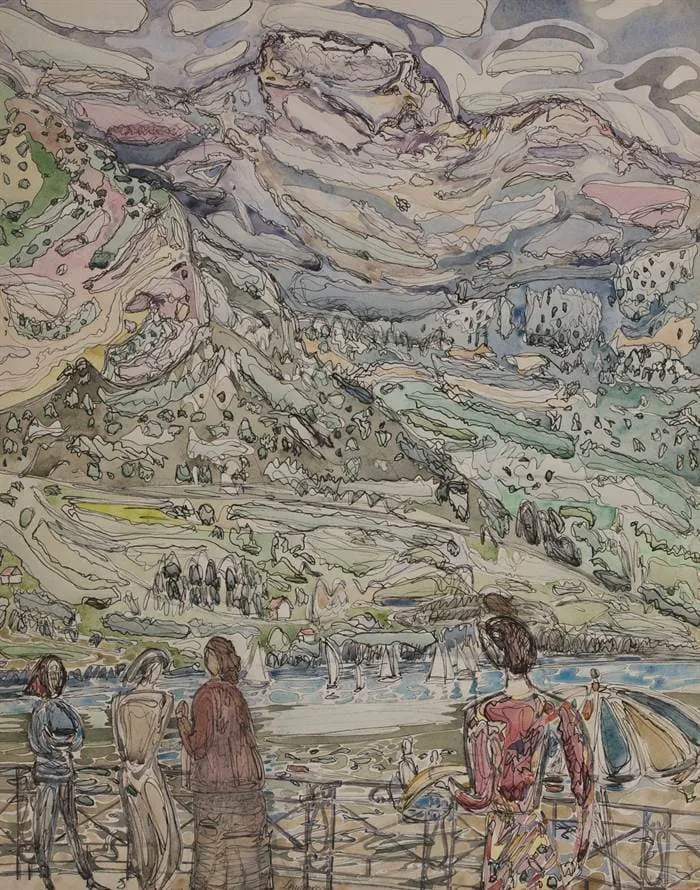 Figures And Mountains At Annecy